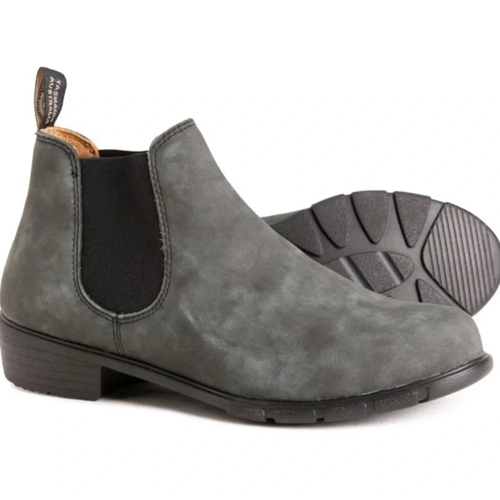 Blundstone 1971 Chelsea Ankle Boots Slip On Leather Rustic Black Gray Size 7.5